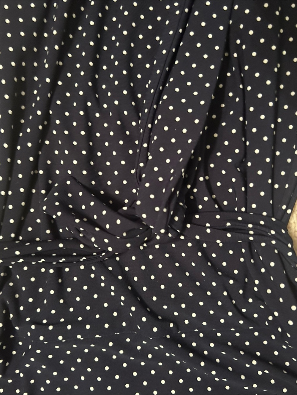 Lauren Ralph Lauren , black label, Navy Polka Dot Tie-Waist Midi Dress, Sz 16 - Picture 7 of 9